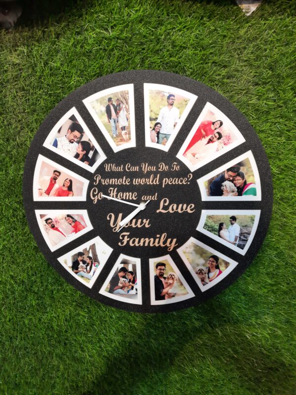 Customized Wall Clock With Pictures And Quote (16*16 Inches) - Image 2