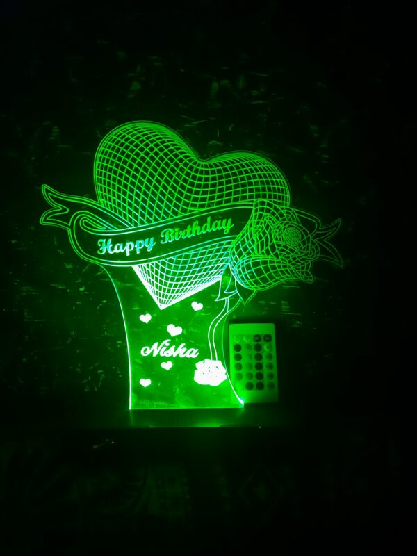 Personalized Heart Rose Acrylic 3D Illusion Led Lamp With Color Changing Led And Remote - Image 3