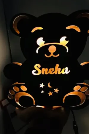 Customized Teddy Bear Wooden Name Board