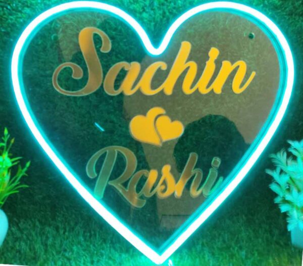 Personalized Love Couple Name With Heart Led Neon Sign Decorative Lights Wall Decor - Image 2