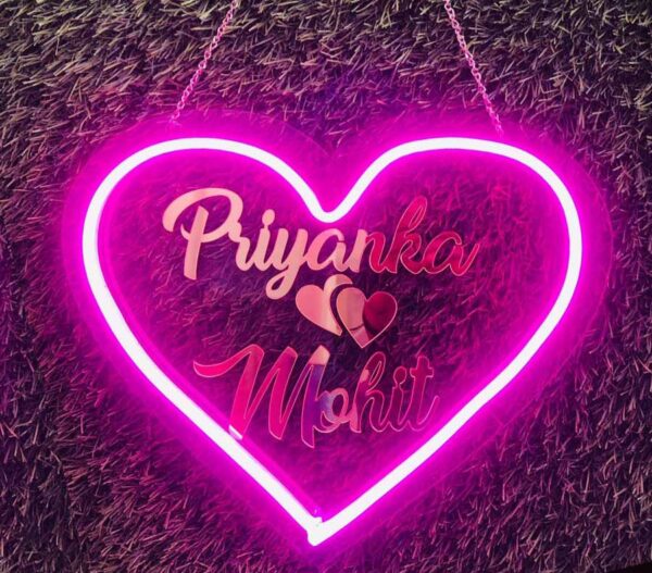 Love Couple Name With Heart Led Neon Sign